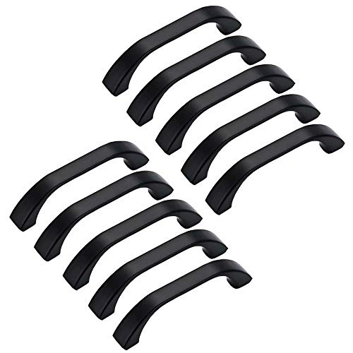 Runde Türgriffe für Schrank, Schublade, Möbel, Hardware (Lochabstand 64 mm), Schwarz, 10 Stück von GFHQDPSC