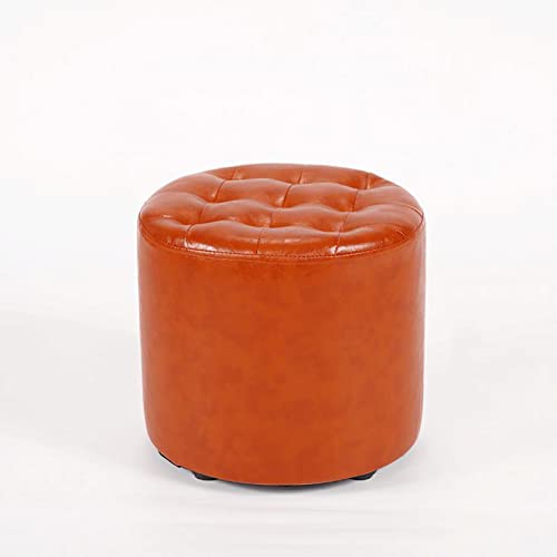 Vanity Stool Ottoman, runder Vanity Chair, Moderne gepolsterte Fußstütze, Kleiner Fußhocker aus Kunstleder für Schlafzimmer, Wohnzimmer,B,28cm Vollmond von GFHQDPSC
