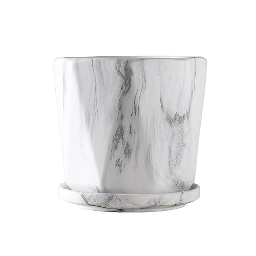GFHTRELY Blumentopf Keramik Blumentopf Home Interior Office Dekorative Pflanzgefäße für Blumentöpfe mit Tabletts 4,72/6,10/7,67 Zoll Blumentöpfe (A,S) von GFHTRELY