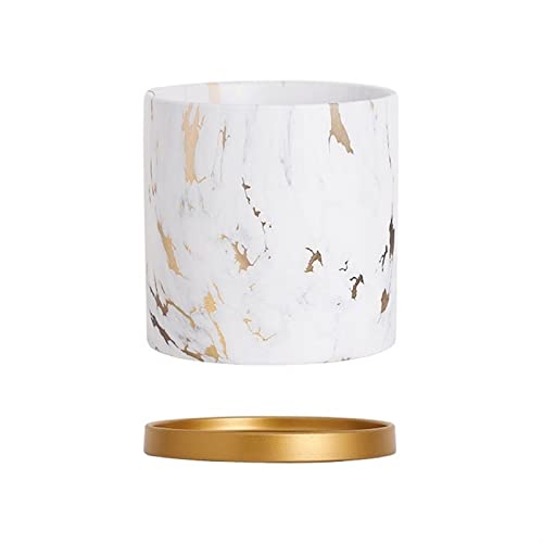 GFHTRELY Blumenvase Einfache Runde Keramik Blumenvase mit Entwässerungsloch Balkon Innen Wohnzimmer Büro Desktop Dekoration Blumentöpfe (S) von GFHTRELY