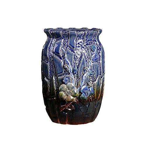 GFHTRELY Blumenvase Keramik Blumenvase 11,61 Zoll Hoch Couchtisch für Zuhause Tischdekoration Blumenvase Retro Gelb / Blau Blumentöpfe (A) von GFHTRELY