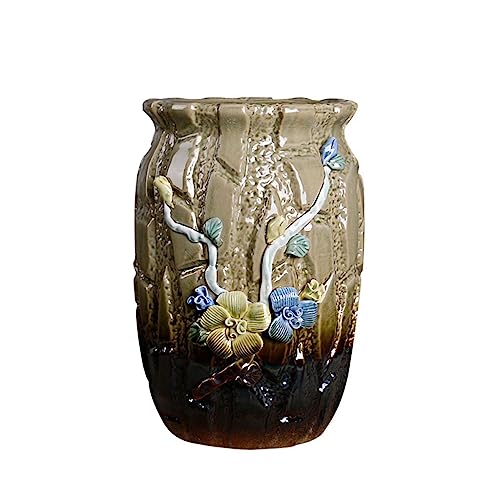 GFHTRELY Blumenvase Keramik Blumenvase 11,61 Zoll Hoch Couchtisch für Zuhause Tischdekoration Blumenvase Retro Gelb / Blau Blumentöpfe (B) von GFHTRELY