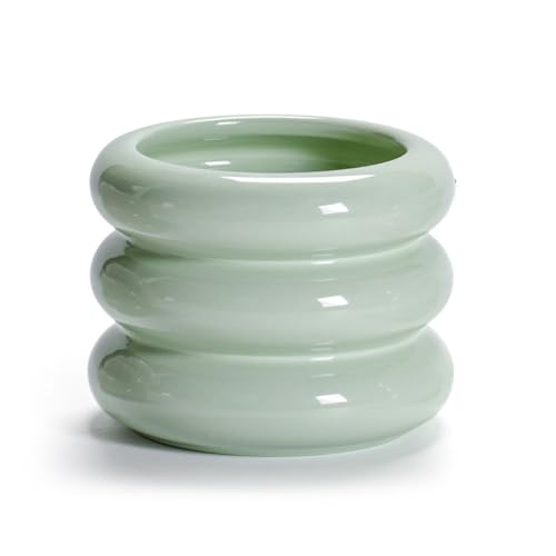 GFHTRELY Blumenvase Nordic Keramik Blumentöpfe, Leichte Luxusblumenvasen, Geeignet für Balkon, Wohnzimmer, Schlafzimmer und Esstische Blumentöpfe (D) von GFHTRELY