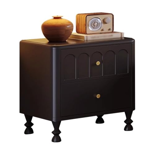 GFHTRELY Couchtisch Französischer Retro-Nachttisch Aus Massivholz, Schwarzer Nachttisch for Schlafzimmer Kleiner Tisch von GFHTRELY