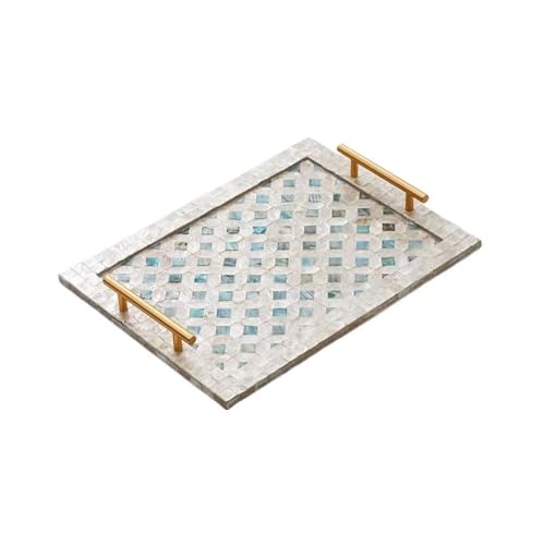 GFHTRELY Tablett Kreatives rechteckiges Muscheltablett Haushalt Wassertasse Teetablett Nachmittagstee Kaffee Snack Tablett Palette (A) von GFHTRELY
