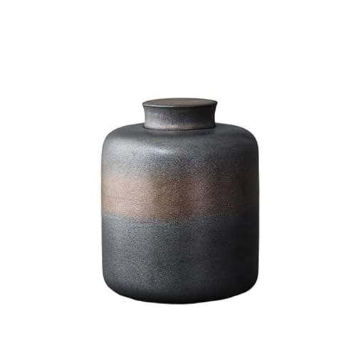 GFHTRELY Teedose, handgefertigte Keramik-Teedosen, Aufbewahrungsglas, feuchtigkeitsbeständig, Versiegelungsbehälter, Teedose, Aufbewahrungsbox, Tee-Organizer, Teedose (klein 8,2 x 12 cm - 02) von GFHTRELY