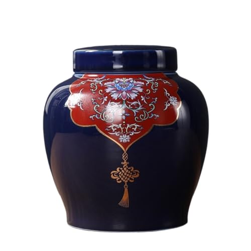 GFHTRELY Teedose Teedose Teedose Kreative Bunte Keramik Lose Dose mit versiegeltem Deckel Chinesische Retro Einzelne Teekiste (B,L) von GFHTRELY