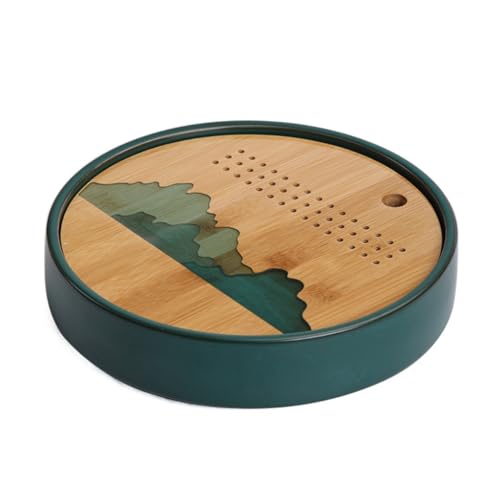 GFHTRELY Teetablett Retro Keramik Teetablett Haushalt Rund Kung Fu Tee Set Modern Wasserspeicher Teetablett Teeteller GFHTRELY Teetablett Retro Keramik Teetablett Haushalt Rund Kung Fu Tee Set Modern Wasserspeicher Teetablett Teeteller von GFHTRELY