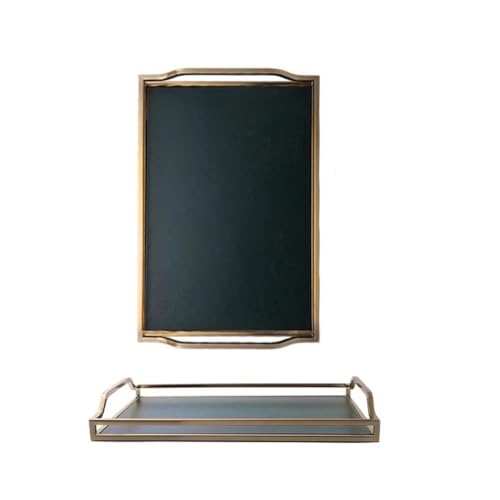 Tablett Nordic Gold Griff Tablett Home Leder Metall Teetablett Kreativer Eingang Lagerung Tablett Palette (A) von GFHTRELY