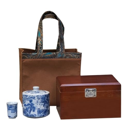 Teedose Großes Tee-Vorratsbehälterglas mit Teetasse, versiegeltes Keramikglas, leeres Glas, Tee-Set, Einzelglas/Doppelglas, Geschenkbox-Set Teedose(Single tank) von GFHTRELY