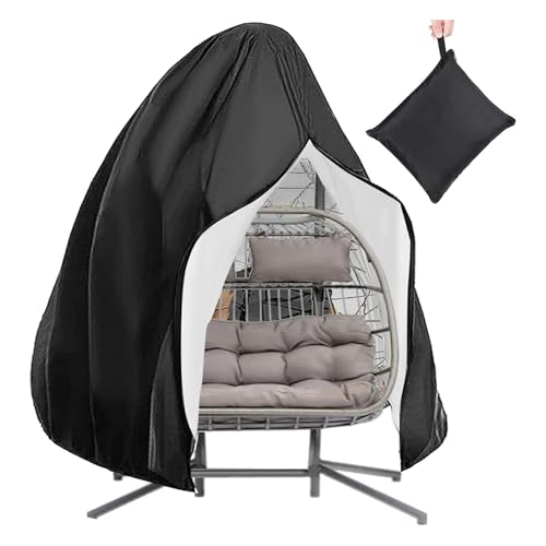 GFJEDTKY Hängesessel Abdeckung,200X230cm, Abdeckplane Hängesessel Schutzhülle Abdeckhauben Mit PU-Überzug Hängekorb Hängestuhl Schutzhülle, 210D,Schwarz von GFJEDTKY