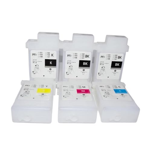 6 Pack 130ml Nachfüllkartusche kompatibel mit PFI 102 zur Verwendung mit IPF650 IPF655 IPF750 IPF755 IPF760 IPF765 einschließlich Chips von GFJHFDCR