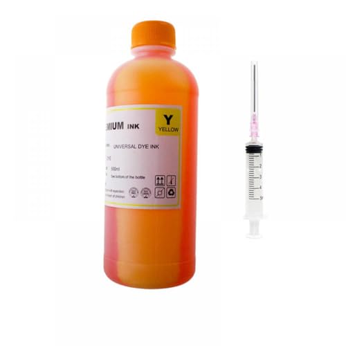 GFJHFDCR 500 ml Universal Ink Nachfüllkit kompatibel mit Tintenstrahldruckern und Ciss -Patronen(Yellow with Syringe) von GFJHFDCR