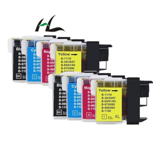 GFJHFDCR Kompatible ErsatzlC985 Tintenpatronen LC985BK LC985C LC985M LC985Y Kompatibel mit DCP J140W 145C 165C 195C 197C 385C 390CN MFC J265W J410 J415W J220 Printers(2set) von GFJHFDCR
