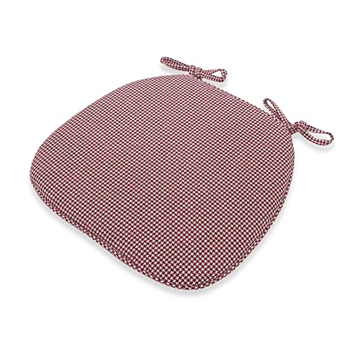 GFKJLOUJK Stuhl-Kissen 1 Sitzkissen for Esszimmerstühle 40 x 40, Esszimmerstuhlpolster mit Bändern, U-förmige Stuhlkissen im Farmhouse-Karomuster, strapazierfähiger Baumwoll- und Leinenstoff(Red) von GFKJLOUJK