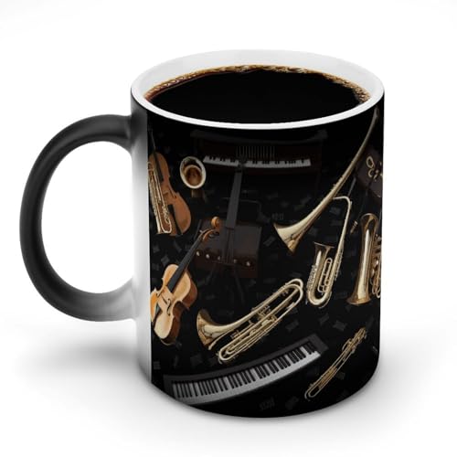GFLFMXZW Keramik-Kaffeetasse mit Musikinstrumenten, Farbwechsel, Verfärbung, hitzeempfindliche Tasse, lustige Kaffeetassen, magische Teetasse, Geschenk für Geburtstag, Männer und Frauen GFLFMXZW Keramik-Kaffeetasse mit Musikinstrumenten, Farbwechsel, Verfärbung, hitzeempfindliche Tasse, lustige Kaffeetassen, magische Teetasse, Geschenk für Geburtstag, Männer und Frauen von GFLFMXZW