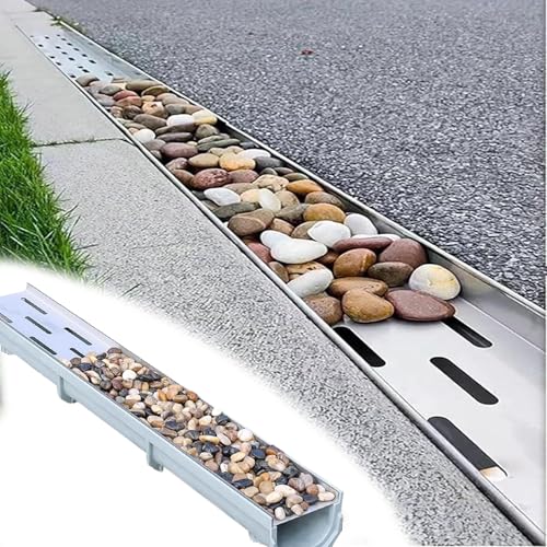 GFLPSQIA entwässerungsrinne Grabenentwässerungssystem 60/100 cm Länge, Französisches Entwässerungsset Für Den Hof, Entwässerungsgrabenset Für Den Innen- Und(60 X 10 X 4cm) von GFLPSQIA