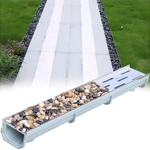 entwässerungsrinne Rinnenablauf 10 15 20 25 cm Breit, Französisches Abflussset Für Den Hof, Harzkanal-Abflussrohr Für Einfahrten/Poolbereich, Abnehmbares(60 X 10 X 4cm) von GFLPSQIA