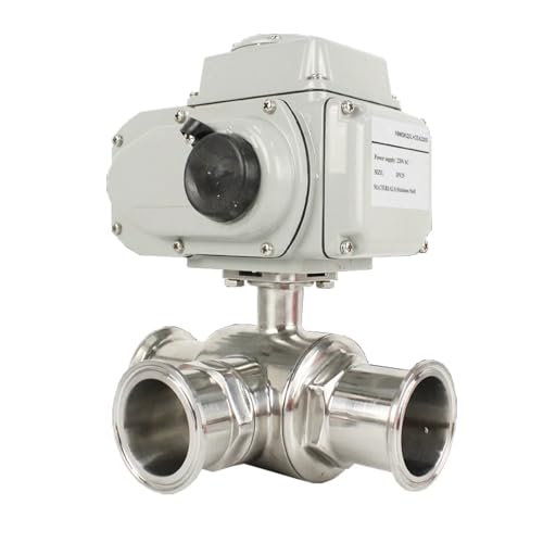 63mm 3-Wege-Sanitär-Hochplattform-Elektrokugelhähne 220V 110V 12V Edelstahl Tri-Clamp Ferrule Typ Motorisierter Kugelhahn(L TYPE-24VDC) von GFOLGDWR