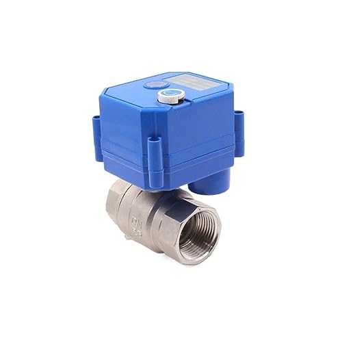 GFOLGDWR 1/2" 3/4" 1" 304 Edelstahl Motorisierter Kugelhahn Elektrischer Kugelhahn mit manuellem Schalter Elektrischer Stellantrieb AC/DC 9-24V(12VDC-CR03,0.75 Inch) von GFOLGDWR