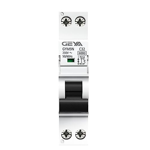 GFOLGDWR GYM9N 1P+N MCB 6A 10A 16A 20A 25A 32A 40A 220V Kurve B Kurve C AC Miniatur-Leistungsschalter 6KA DPNA(40A,C Curve) von GFOLGDWR