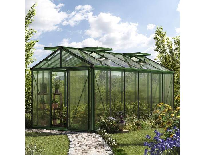 235 x 460 cm Gewächshaus, Pulverbeschichtet Grün, RAL 6005 Aktionsset - Profi 2 - (GFPV00169) von GFP