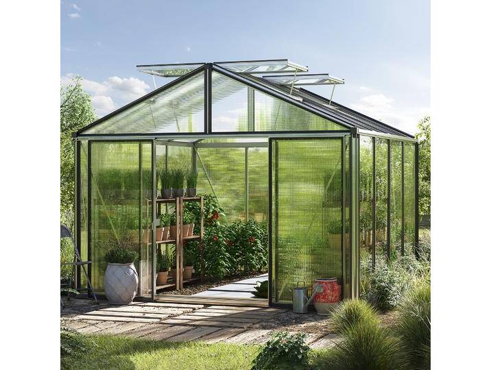 311 x 311 cm Gewächshaus, Standardfarbe Aluminium Natur Aktionsset - Profi 2 - (GFPV00213) von GFP