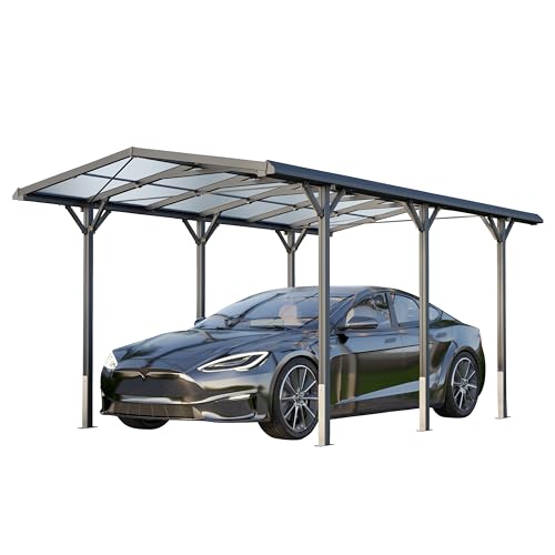 GFP Carport 2,85x5,05m Auto Unterstand Aluminium Anthrazit Einzelcarport Schutzdach PKW inkl. Regenrinne von GFP