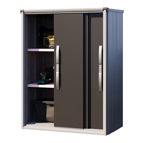 GFP Geräteschrank Metall 120x75x161 cm Gartenschrank wetterfest mit Schiebetür in anthrazit inkl. Fußboden von GFP