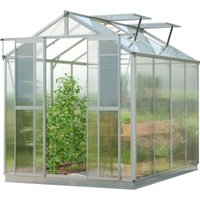 GFP Gewächshaus Picco 4 Alu-Rahmen 179 x 259 cm 8 mm Polycarbonat Platten - mit Fundamentrahmen & automatischem Fensteröffner von GFP