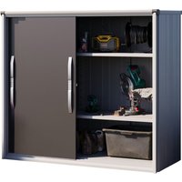 Geräteschrank Metall 180x75x161 cm Gartenschrank wetterfest mit Schiebetür in anthrazit inkl. Fußboden - anthrazit - GFP von GFP