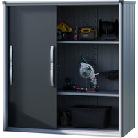 Geräteschrank Metall 180x75x191 cm Gartenschrank wetterfest mit Schiebetür in anthrazit inkl. Fußboden - anthrazit - GFP von GFP