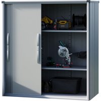 Geräteschrank Metall 180x75x191 cm Gartenschrank wetterfest mit Schiebetür in grau inkl. Fußboden - grau - GFP von GFP