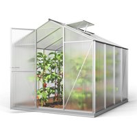 GFP - Gewächshaus ECO-Star 4 Alu-Rahmen 192x256 cm 6 mm Doppelstegplatten, mit Fundamentrahmen automatischer Fensteröffner von GFP