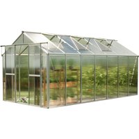 Gewächshaus saphir 7 aus Alu 259x449 cm ca. 8 mm Doppelstegplatten mit Fundamentrahmen, automatischer Fensteröffner - GFP von GFP