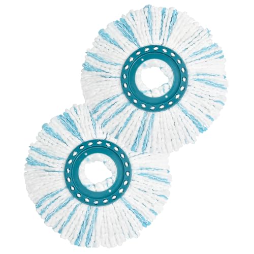 GFRED 2 Stück Wischmopp Ersatz Kompatibel Mit Leifheit Clean Twist Disc Mop Systèmes Moppkopf Ersatz Mikrofaser Sehr Saugfähig, Für alle Bodenarten Geeignet (Blau & weiß) von GFRED