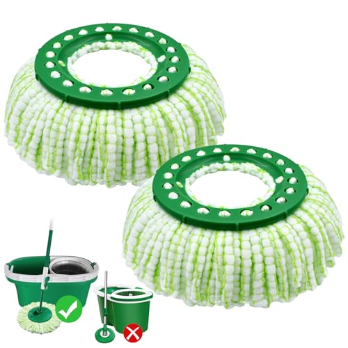 Tornado Spin Moppkopf kompatibel mit Libman Spin Mop System, maschinenwaschbar und wiederverwendbar für Libman Mop Kopf Ersatz Nachfüller für Tornado Mop Kopf (2 Pack Grün & Weiß) von GFRED