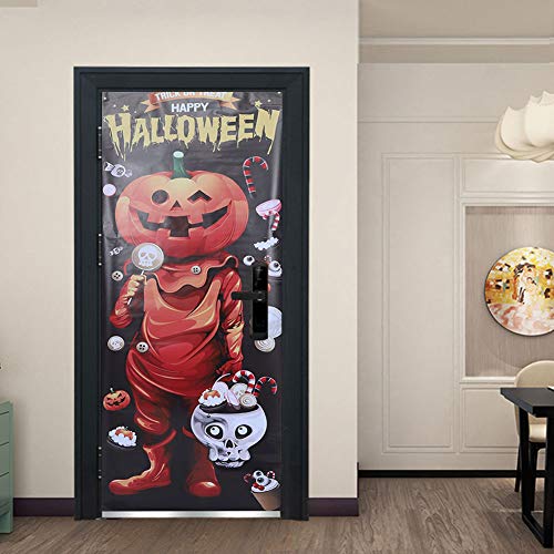 GFRGFH Tür bekleben mit Türtapete Selbstklebend 3D lustiges Halloween PVC Selbstklebender Abnehmbarer Türaufkleber Türposter Kinderzimmer Fototapete Türfolie Poster Tapete für Heimdekoration(Skelett) von GFRGFH