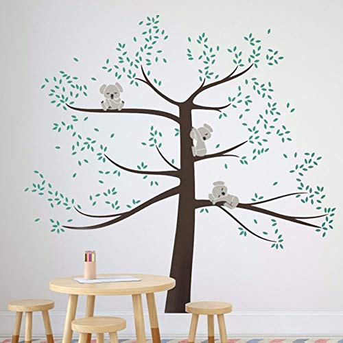 Koala Baum Wandtattoo,PVC Selbstklebend Wandaufkleber,Abnehmbar DIY Wandbild Wandsticker für Schlafzimmer,für alle Arten von Schlafzimmer,Wohnzimmer Nach Hause Kunst Wandmalerei Dekoration 259x267cm von GFRGFH