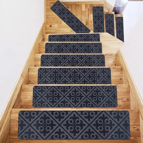 GFSDJALKJ 76x20cm Home Weiche Selbstklebende Treppenstufenmatte Treppenteppichschutz Teppich Rutschfester Sortenmuster Wasseraufnahme(25,3PCS) von GFSDJALKJ