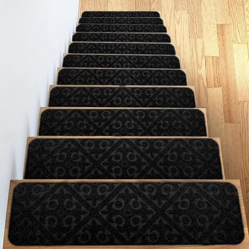 GFSDJALKJ 76x20cm Home Weiche Selbstklebende Treppenstufenmatte Treppenteppichschutz Teppich Rutschfester Sortenmuster Wasseraufnahme(6,5PCS) von GFSDJALKJ