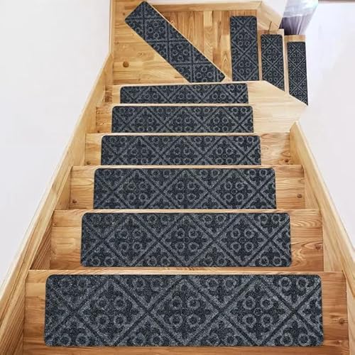 76x20cm Home Weiche Selbstklebende Treppenstufenmatte Treppenteppichschutz Teppich Rutschfester Sortenmuster Wasseraufnahme(9,3PCS) von GFSDJALKJ