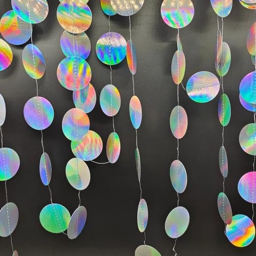 65 Ft/20m Bunt Glitzer Papier Circle Dots Garland, Girlande, 5 Stück Hängende Iridescent Runde Garland, Papier Girlande Bunt Deko, Hängende Party Dekorationen für Geburtstagsparty Hochzeit von GFTCGK