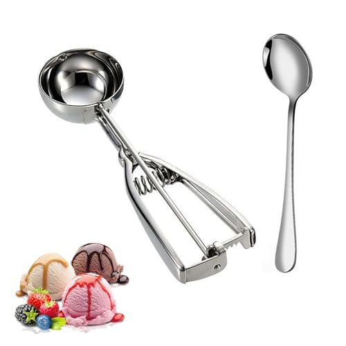 2 Stück Eisportionierer, Eislöffel Portionierer, 4cm Edelstahlmaterial Eisportionierer Edelstahl, für Eiscreme Reisbällchen Teig Kuchen Fleischbällchen und Fruchtfleisch von GFTCGK