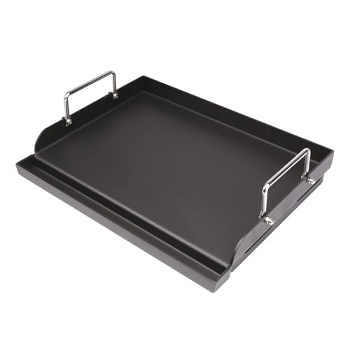 GFTIME Grillplatte 43 x 33cm, Universal Plancha für Gasgrills und Holzkohlegrills, Elektrogrill, Universal Grillpfanne Flache Oberplatte, Antihaftbeschichtung, Große Rechteckige Grillplatte, Schwarz von GFTIME
