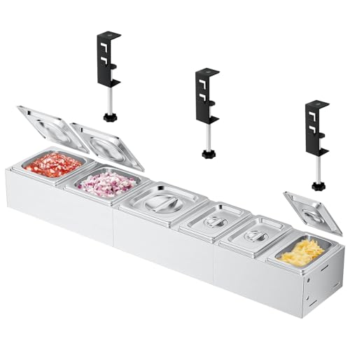 GFTIME Pizza Zutatenbehälter Beilagenbehälter, Edelstahl Behälter mit Deckel, Grill Küche Gastro Zutatenbehälter, Pizza Zubehör, 6 Stück von GFTIME