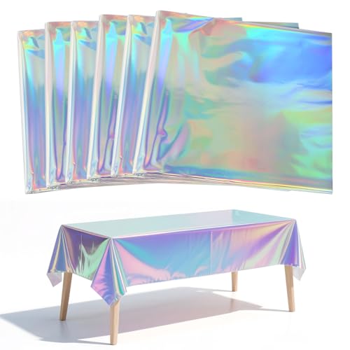 6 Stück Bunt Glitzer Party Tischdecke Bunt Tischdecke Geburtstag Wasserdicht Tischdecken Biertisch Tischabdeckung für Outdoor, Picknick, Hochzeit, Party, Tischdekorationen （137 x 274 cm） von GFUEIGJ