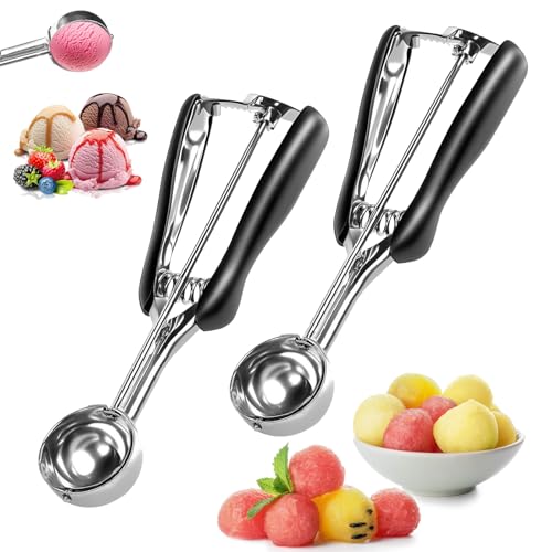Eiskugelportionierer mit Auswerfer 2 Stück Eisportionierer Edelstahl mit AuslöSer EislöFfel Portionierer 304 Eiskelle für Eiskugeln Kartoffelpüree (4cm) von GFUEIGJ