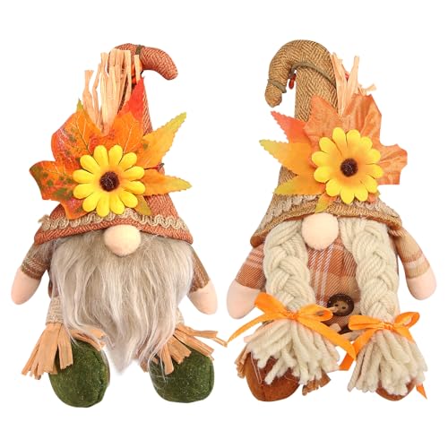GFUEIGJ Herbstdeko Wichtel 2 Stück Herbst Deko Wichtel Puppen Gesichtslose Herbst Wichtel Niedlichen Deko Wichtel für Herbstliche Haus Garten Tisch Dekoration von GFUEIGJ