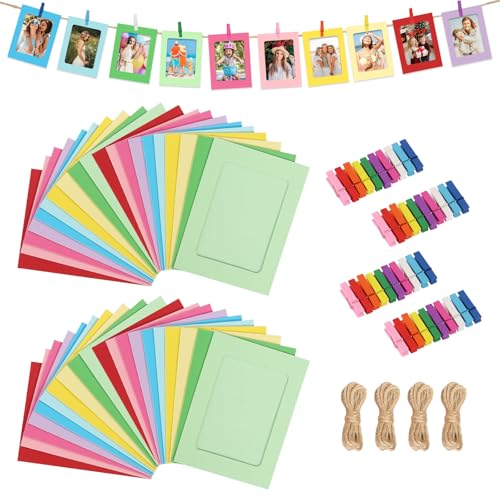 GFUEIGJ Papier Fotorahmen Bunt 40 Stück Bilderrahmen Pappe 11,5 * 15,5 cm Cardboard Photo Frame mit Holzklammern Klein & Hanfseil Karton Rahmen für Hochzeit Party Geburtstag Fotogirlande GFUEIGJ Papier Fotorahmen Bunt 40 Stück Bilderrahmen Pappe 11,5 * 15,5 cm Cardboard Photo Frame mit Holzklammern Klein & Hanfseil Karton Rahmen für Hochzeit Party Geburtstag Fotogirlande von GFUEIGJ